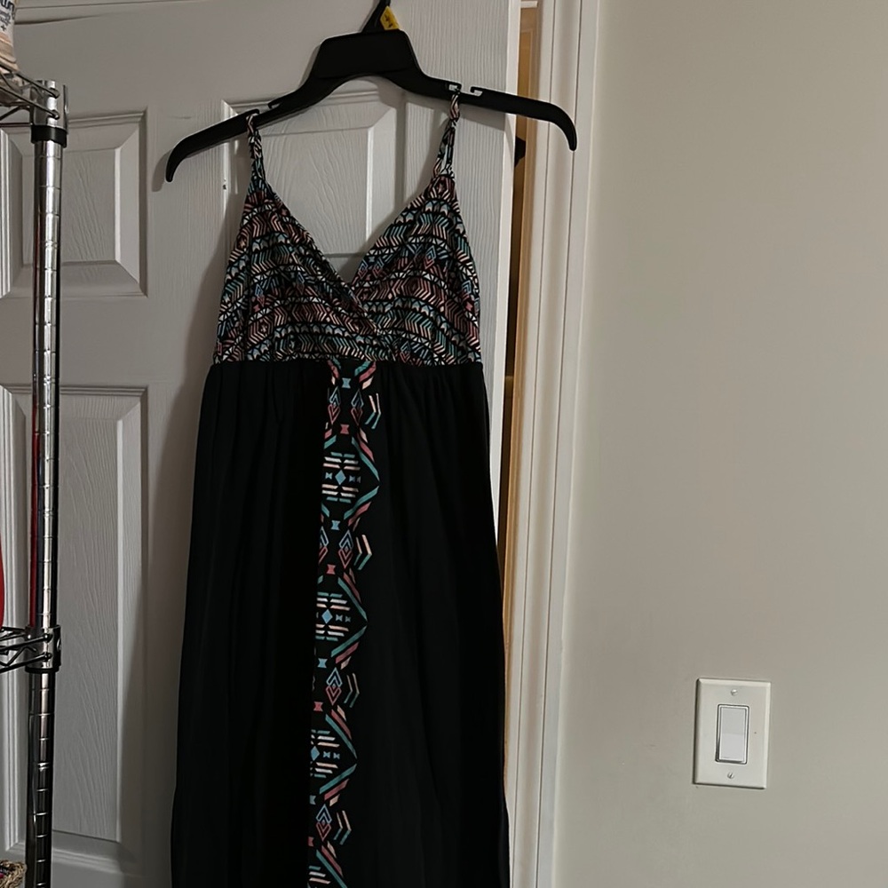 Elegant Black and Multicolor Patterned Dress